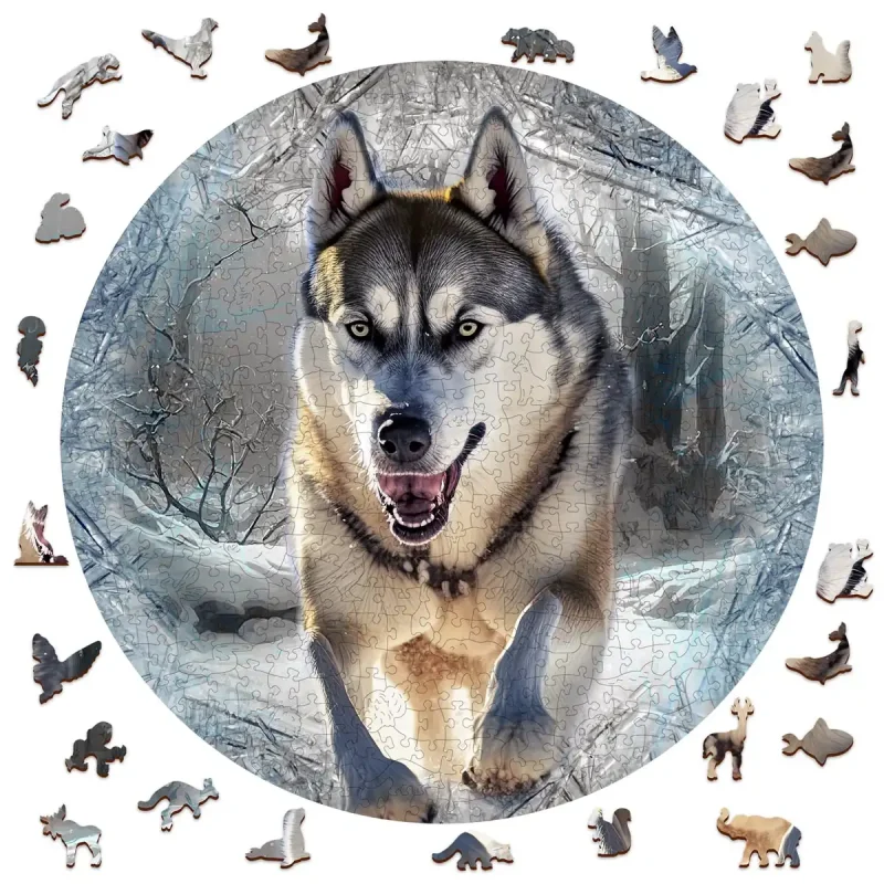 Wooden Puzzle 500 Running Wolf 3