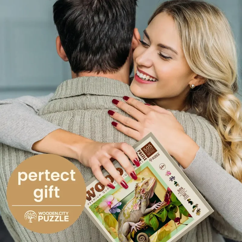 Wooden Puzzle 500 Chameleon And Flowers 2