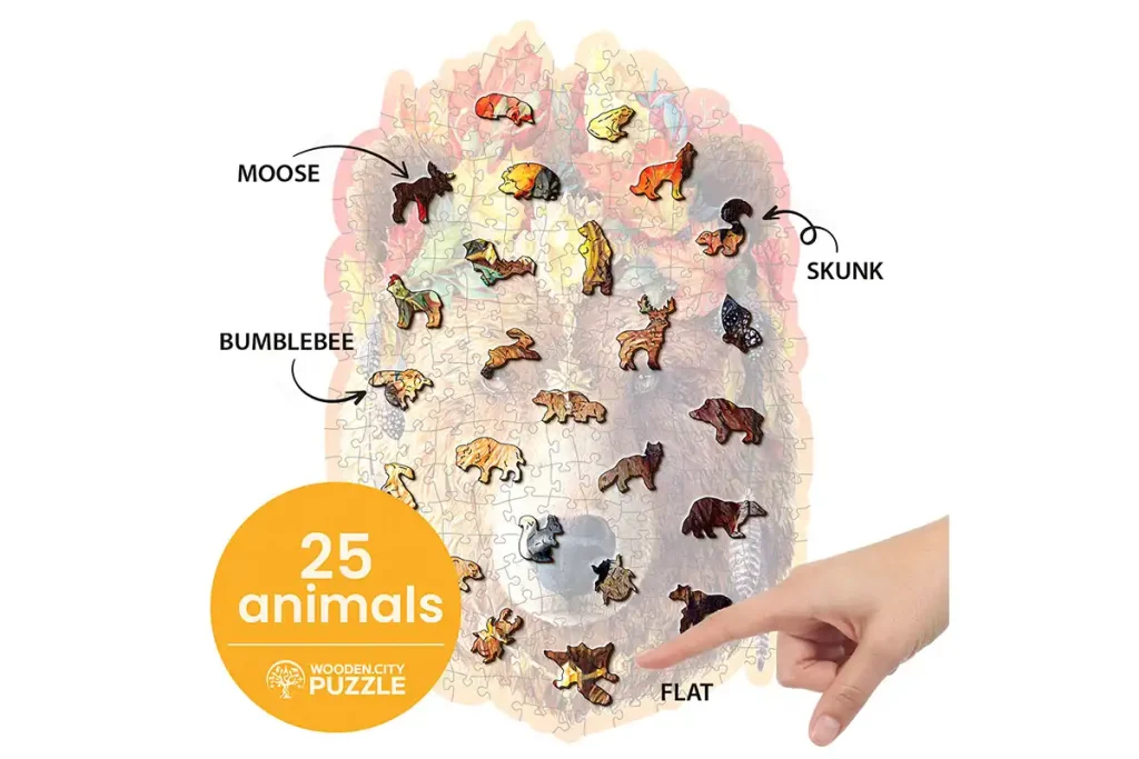 Drewniane puzzle w kształcie zwierząt 250 Niedźwiedź opis 3