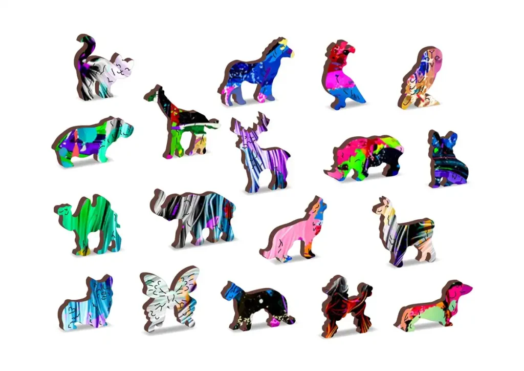 Drewniane puzzle w kształcie zwierząt 500 pop art yorkshire terrier opis 3