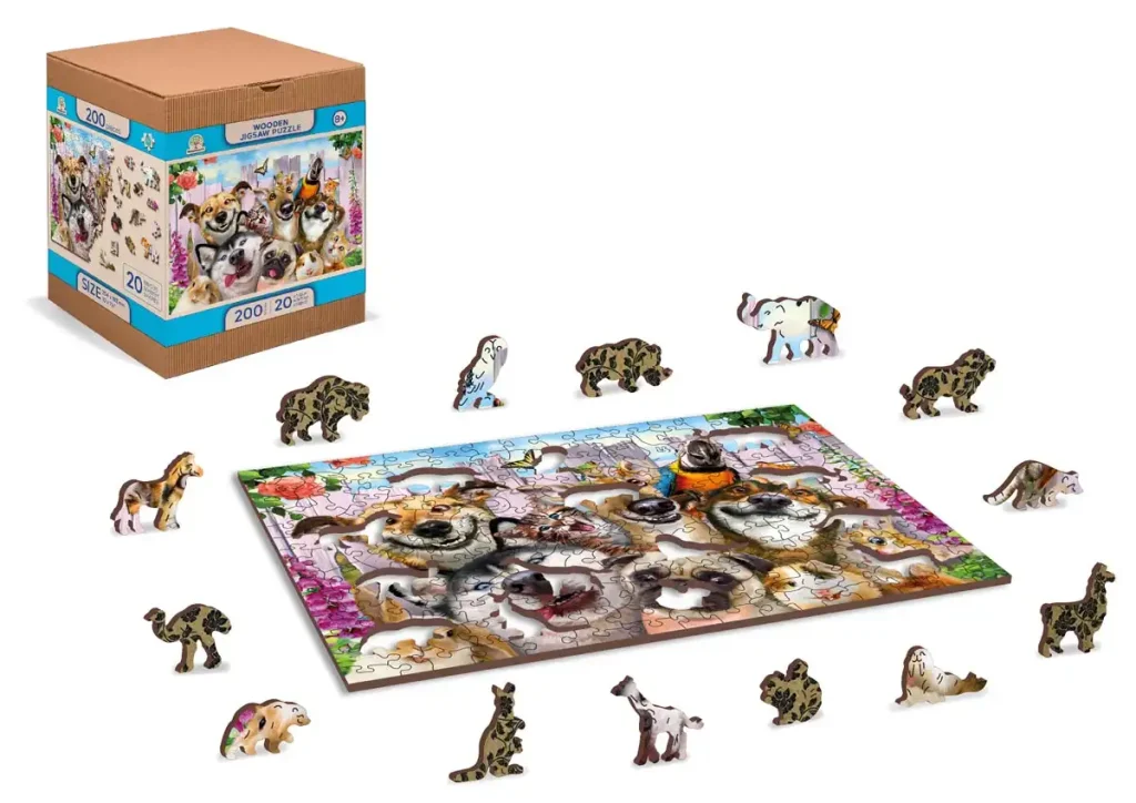 Puzzle Drewniane w kształcie zwierząt 200 Szalone Zwierzaki opis 3