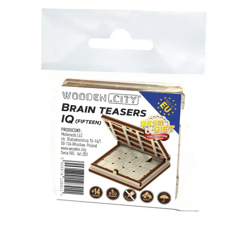 Wooden Puzzle 3D Game Brain Teasers IQ Fifteen Puzzle 8