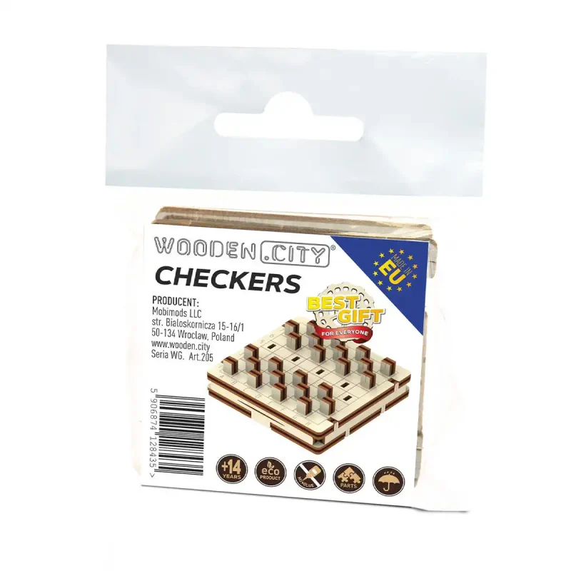 Wooden Puzzle 3D Game Checkers 9