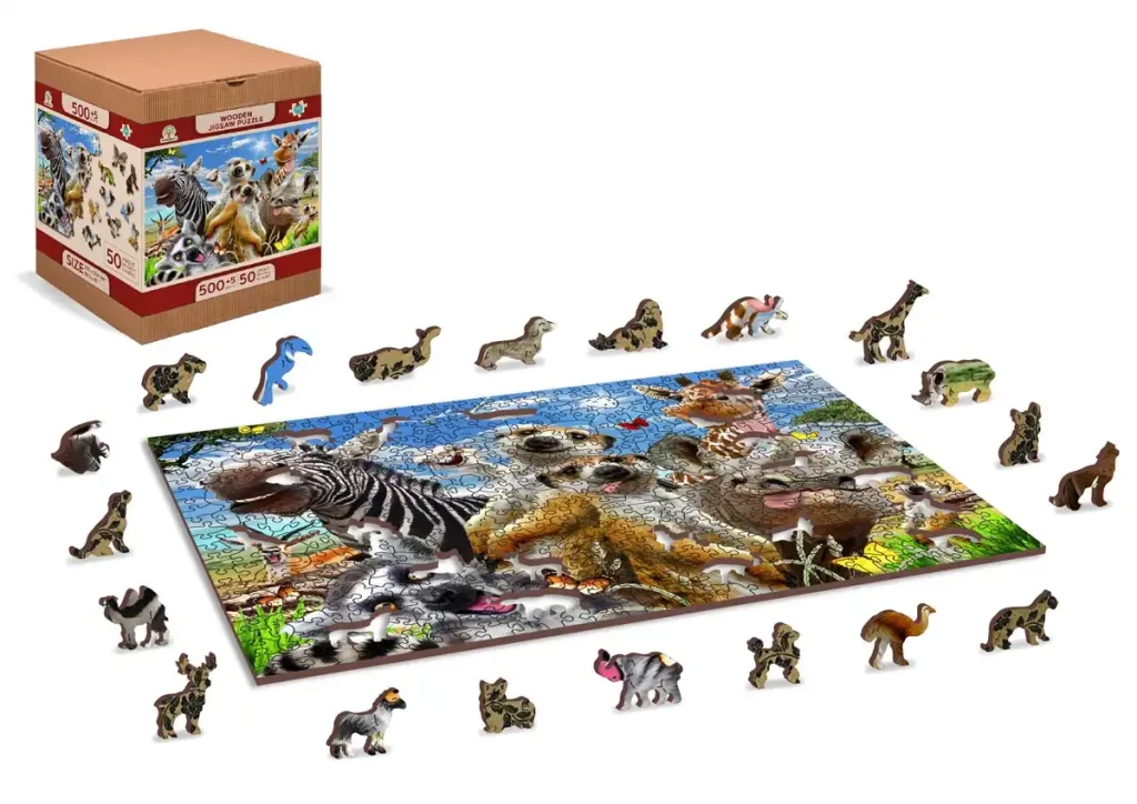 Drewniane Puzzle w kształcie zwierząt Witamy w Afryce 500 opis 3