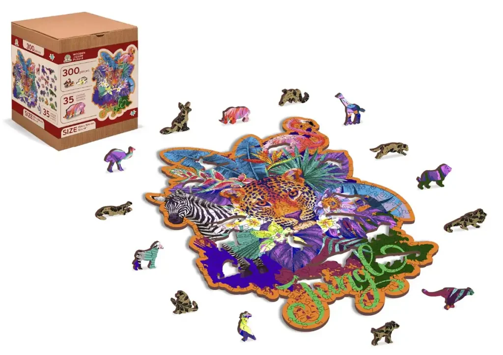 Puzzle bois forme animaux 300 Jungle Opis 5