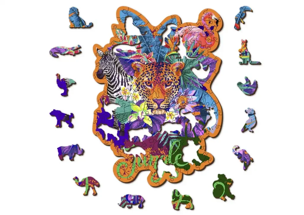 Puzzle bois forme animaux 155 Jungle Opis 5