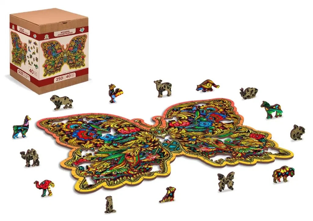 Drewniane puzzle w kształcie zwierząt 250 Royal Wings opis 2
