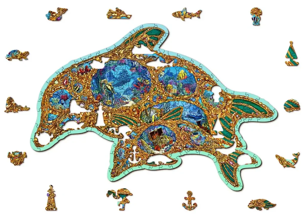 Drewniane puzzle w kształcie zwierząt 250 Jewels Of The Sea opis 1