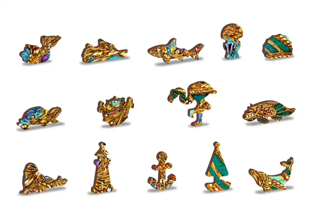 Drewniane puzzle w kształcie zwierząt 250 Jewels Of The Sea opis 3