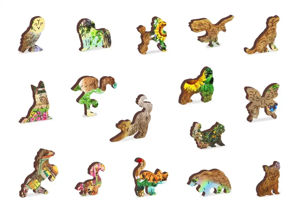 Drewniane puzzle w kształcie zwierząt 250 Garden Bunny opis 3