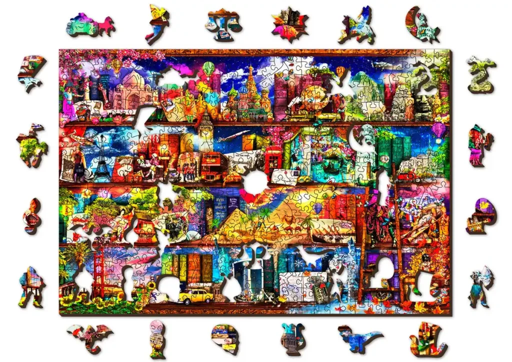 Puzzle Drewniane 500 Biblioteczka Dookoła Świata Opis 9