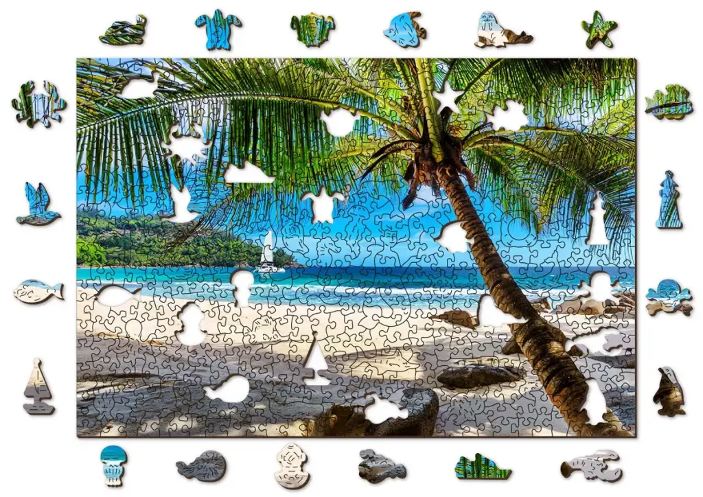 Puzzles en bois 500 Plage de Paradise Island, mer des Caraïbes Opis 2