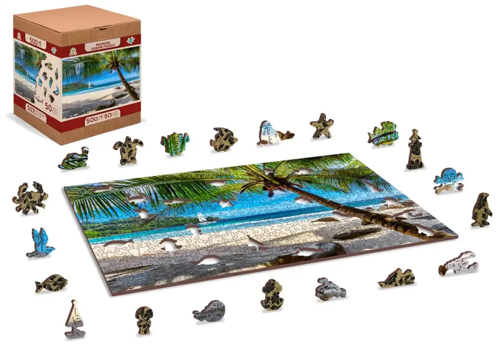 Puzzles en bois 500 Plage de Paradise Island, mer des Caraïbes Opis 4