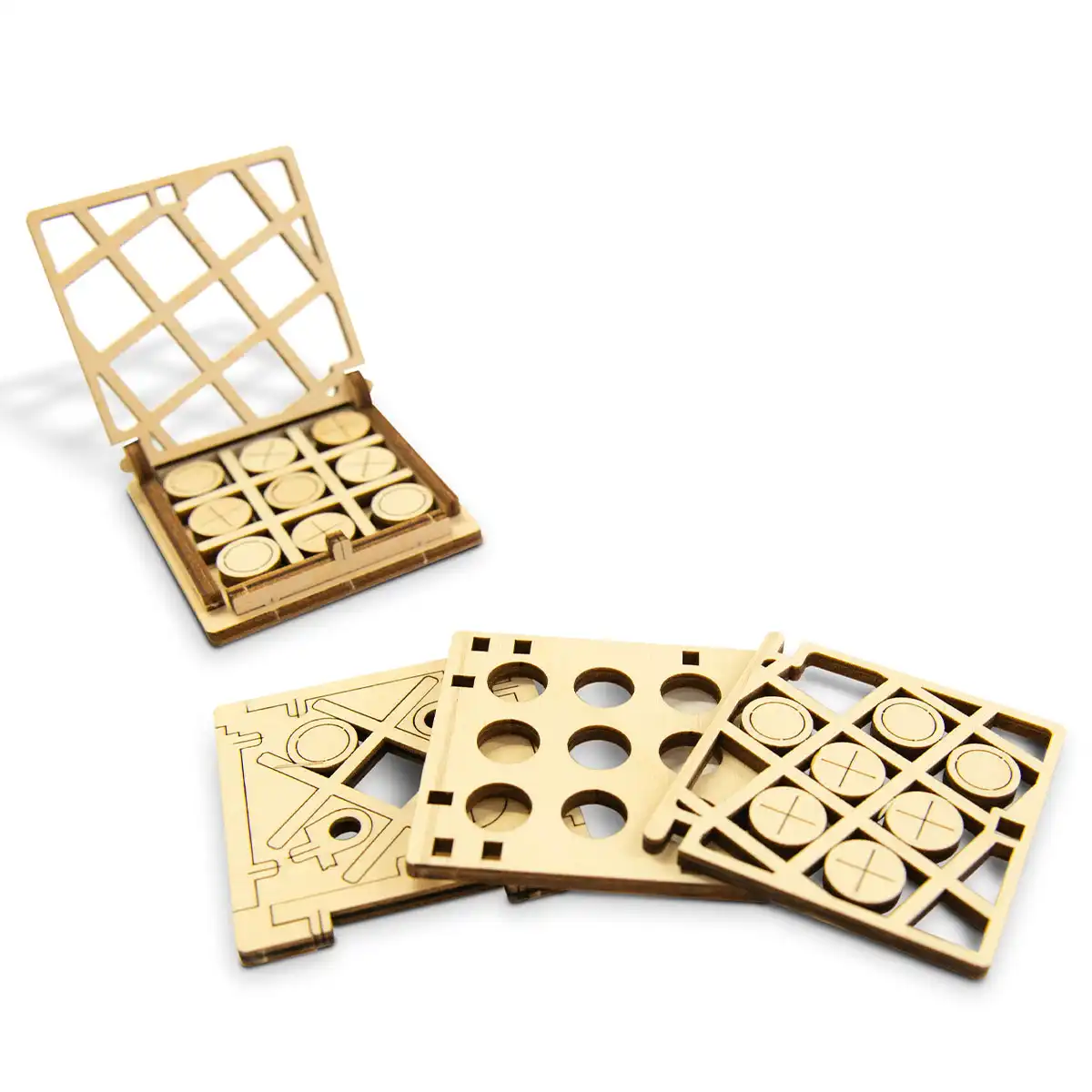 Mosaic Tic Tac Toe - Wooden Strategy Game-236V