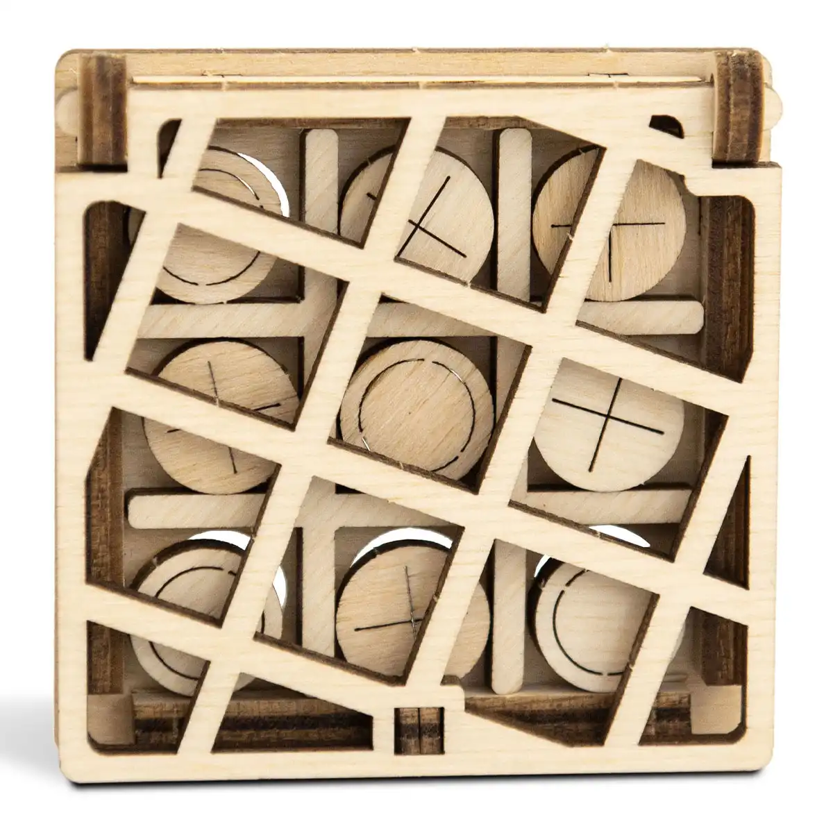 Mosaic Tic Tac Toe - Wooden Strategy Game-236V