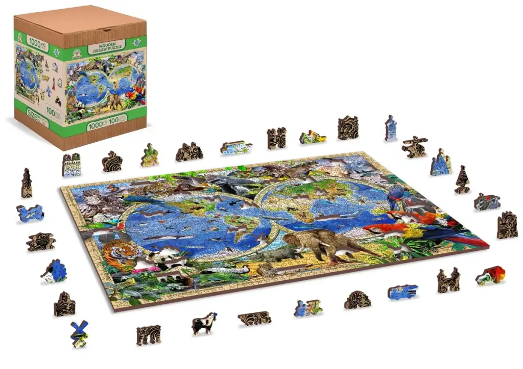 Puzzle en Bois "Carte du Royaume Animal 1000" Opis 2