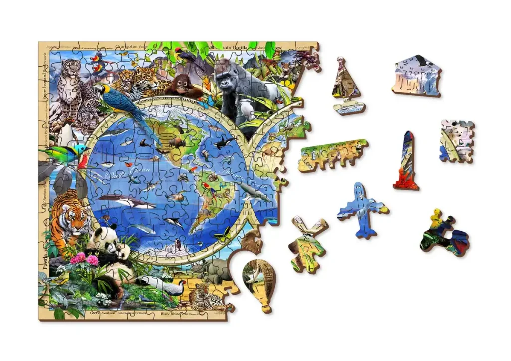 Wooden Puzzle 1000 Animal Kingdom Map Opis 2