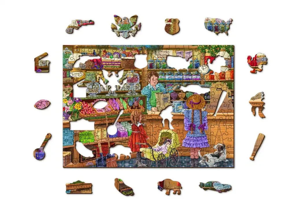 Puzzle Drewniane 200 Cukierkowe Przygody opis 1