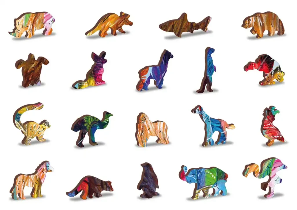 Drewniane puzzle w kształcie zwierząt 250 Mystic Lion Opis 6