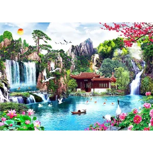 Wooden Puzzle 2000 Waterfalls In Japanese Garden 9