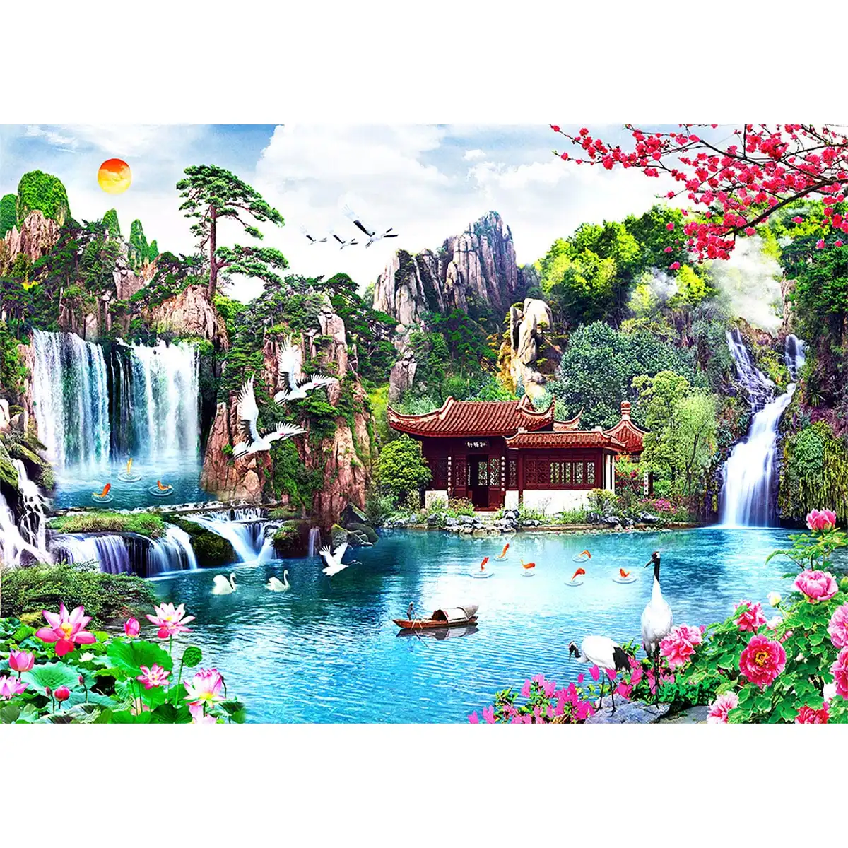 1000 Pieces Puzzles Wooden Letter Area Design Beautiful Bridal Veil Veu Da  Waterfall Chapada Guimaraes National Park Puzzle Gifts for Adults Children