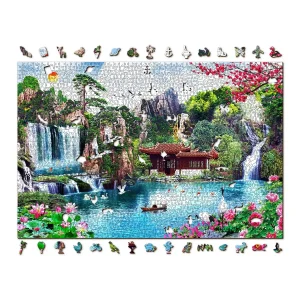 Wooden Puzzle 2000 Waterfalls In Japanese Garden 8