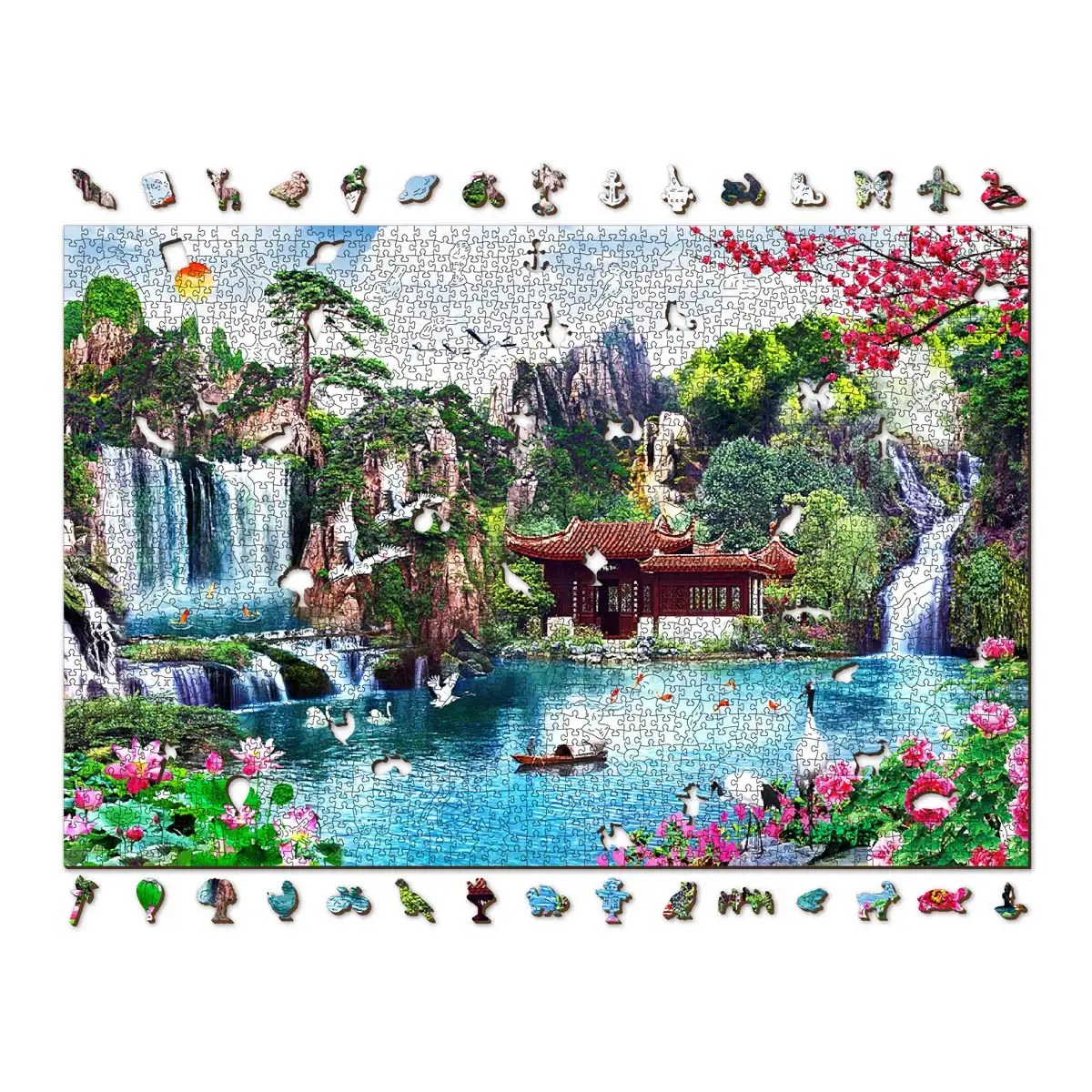 1000 Pieces Puzzles Wooden Letter Area Design Beautiful Bridal Veil Veu Da  Waterfall Chapada Guimaraes National Park Puzzle Gifts for Adults Children