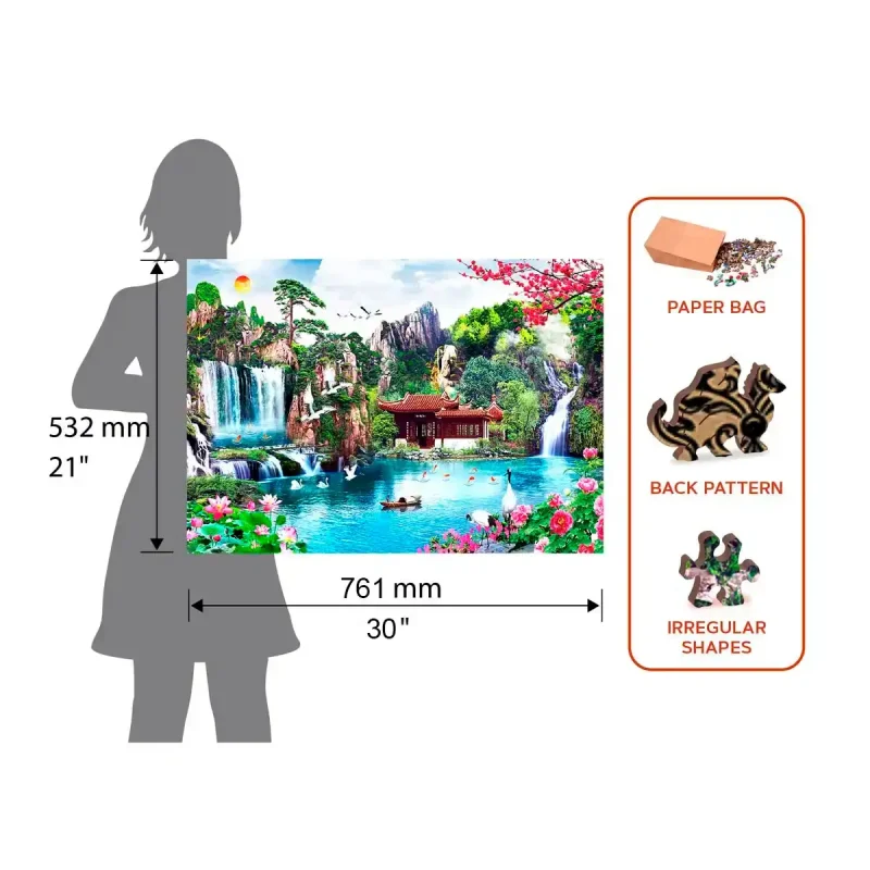 Wooden Puzzle 2000 Waterfalls In Japanese Garden 10