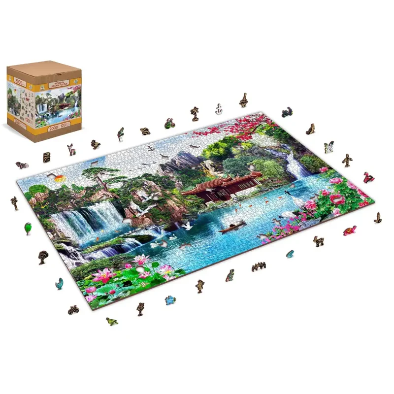 Wooden Puzzle 2000 Waterfalls In Japanese Garden 2