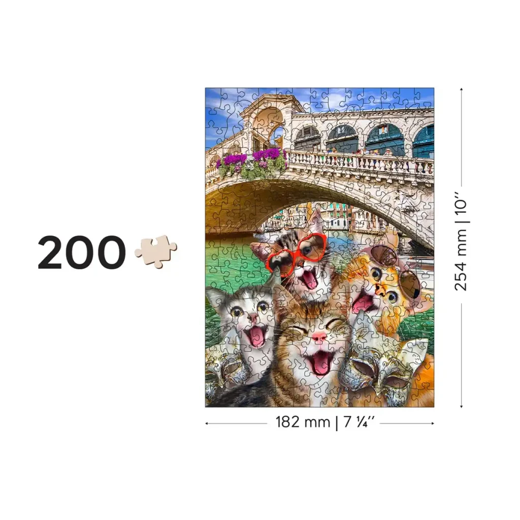 Puzzle Drewniane w kształcie zwierząt 200 Kocięta w Wenecji 3