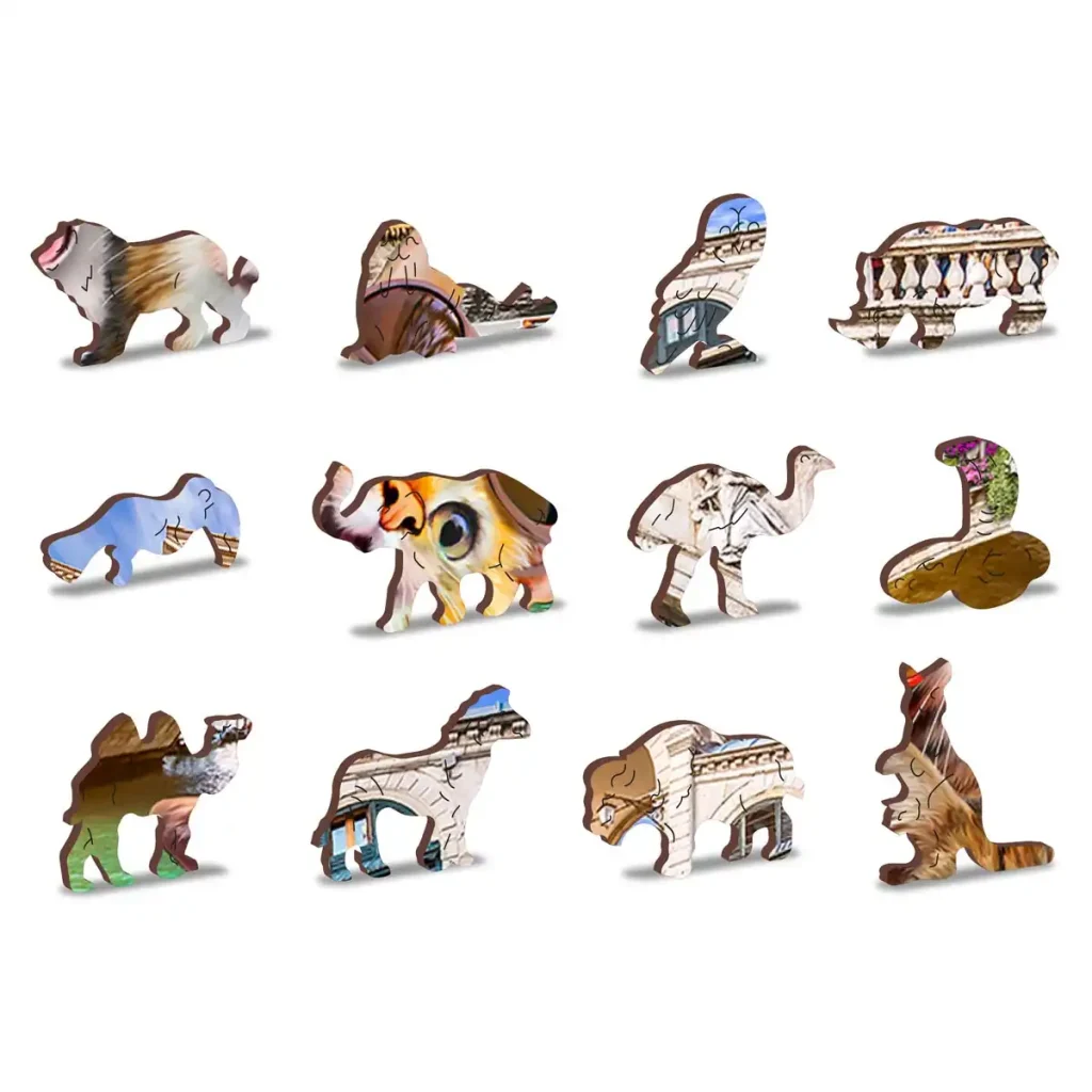 Puzzle Drewniane w kształcie zwierząt 200 Kocięta w Wenecji 4