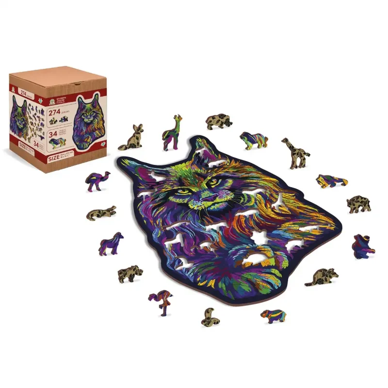 Wooden Puzzle 274 Rainbow Wild Cat 3