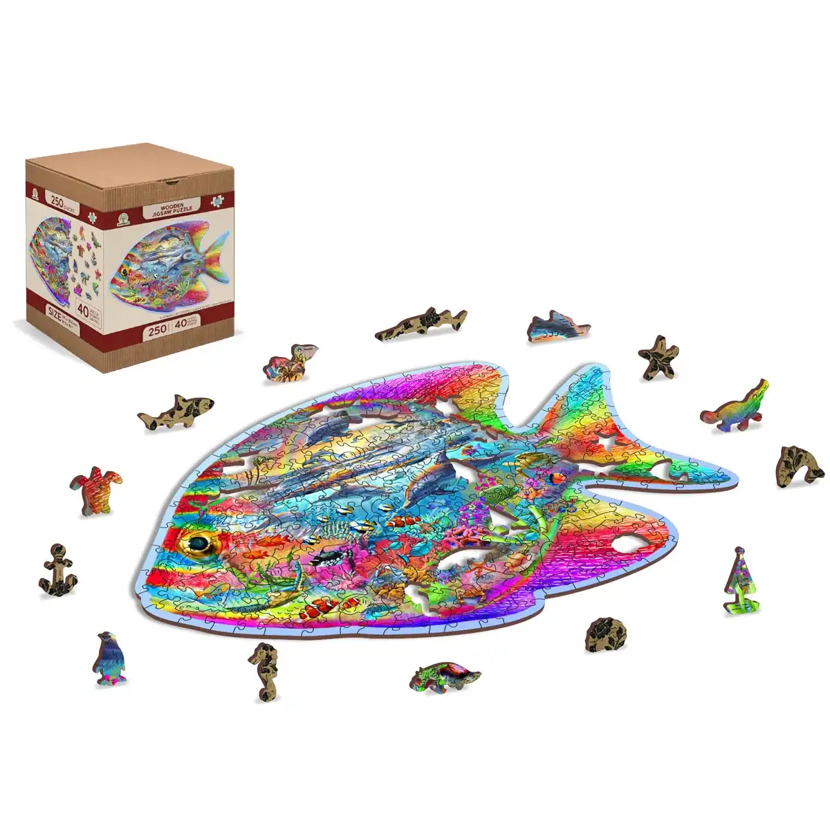 Fishing Versatile Puzzle Comes with a board, 10 wooden fishes