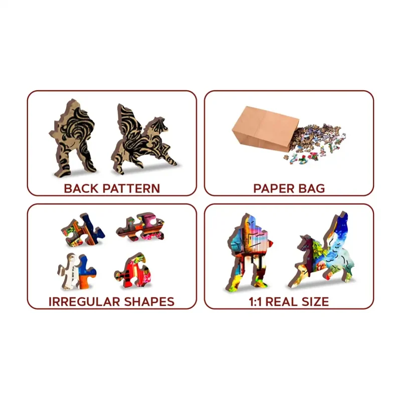 Wooden Puzzle 500 World Travel Bookshelf 1- 5