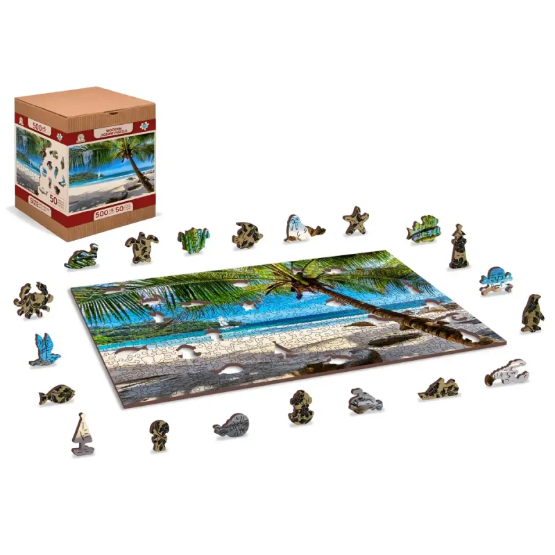 Wooden Puzzle 500 Paradise Island Beach, Caribbean Sea 8