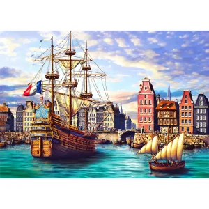 Wooden Puzzle 500 Old Ships In Harbour 1 - 1