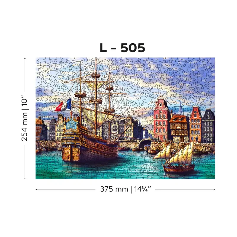 Wooden Puzzle 500 Old Ships In Harbour 1 - 3