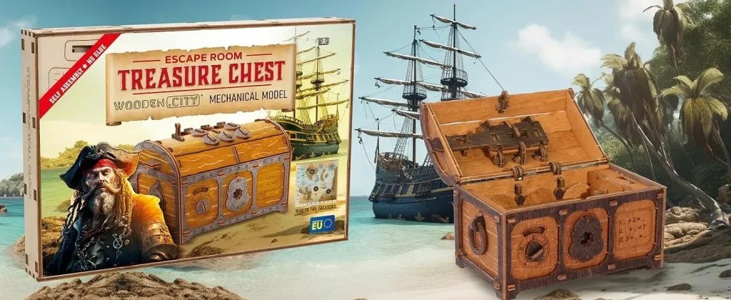 3D Wooden Box Puzzle - Escape Room Treasure Chest New 3