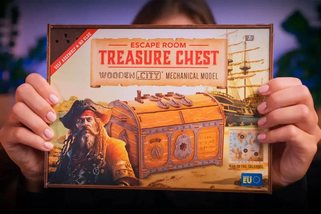 3D Wooden Box Puzzle - Escape Room Treasure Chest opis 3
