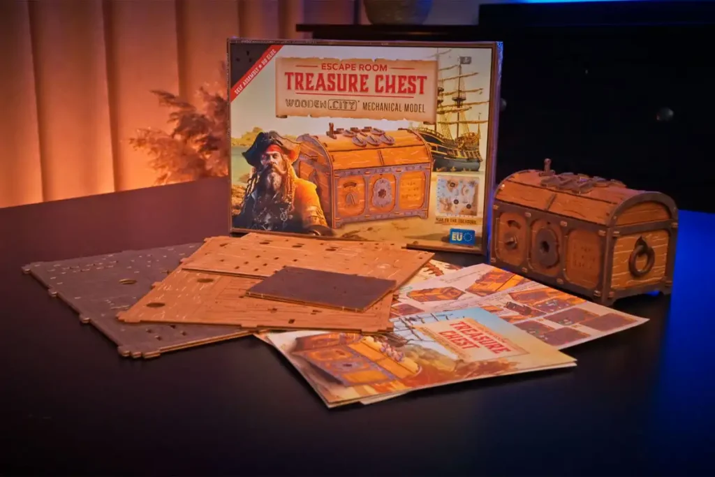 Puzzle 3D drewniane - Escape Room Treasure Chest opis 1