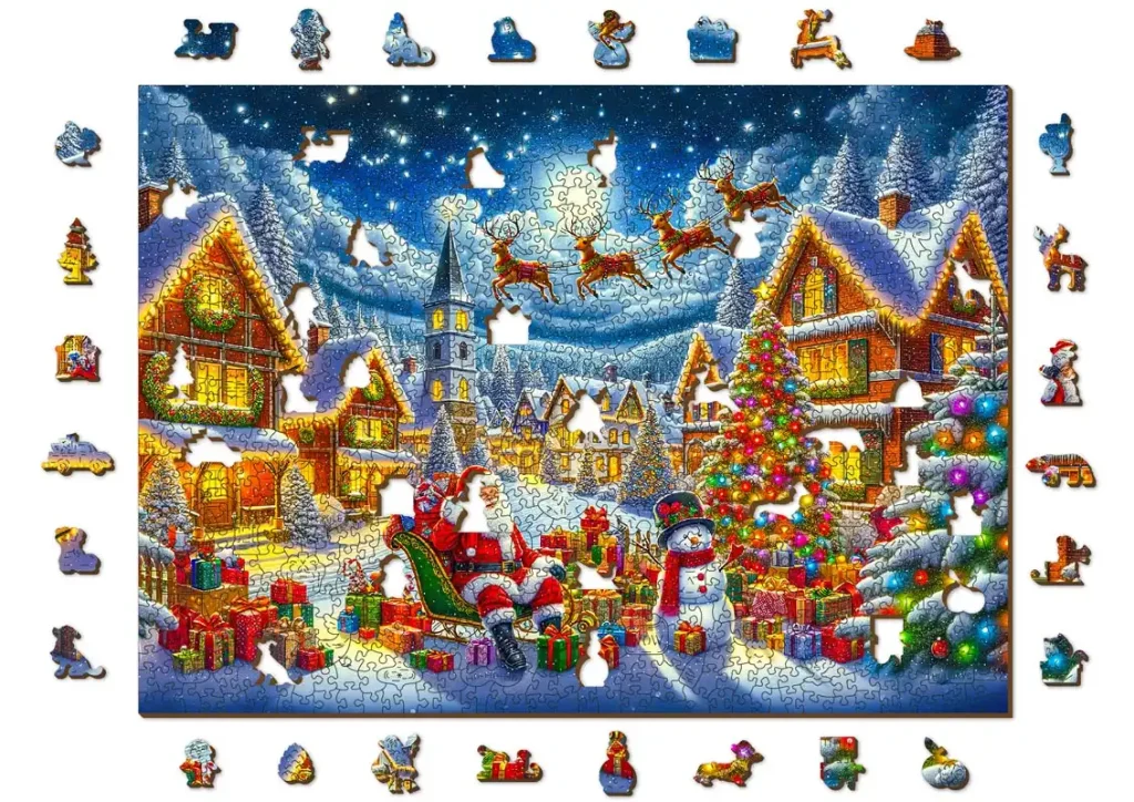 Wooden Puzzle 1000 Santa's Joyful Journey Opis 6