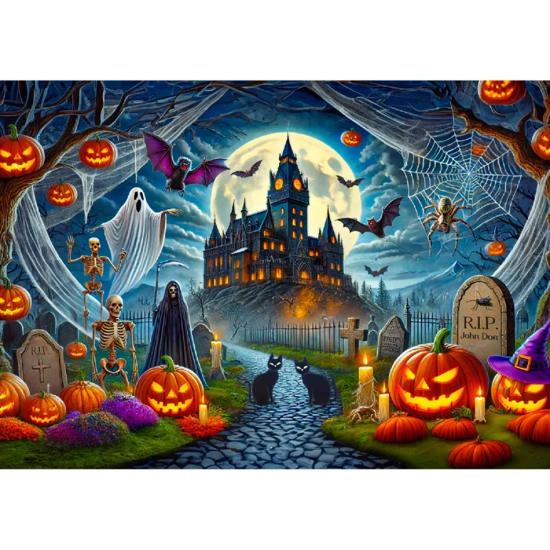 Wooden Puzzle 1000 Ghostly Pumpkin Night 9