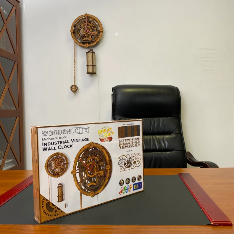 3D Wooden Clock Puzzle - Industrial Vintage Wall Clock 11