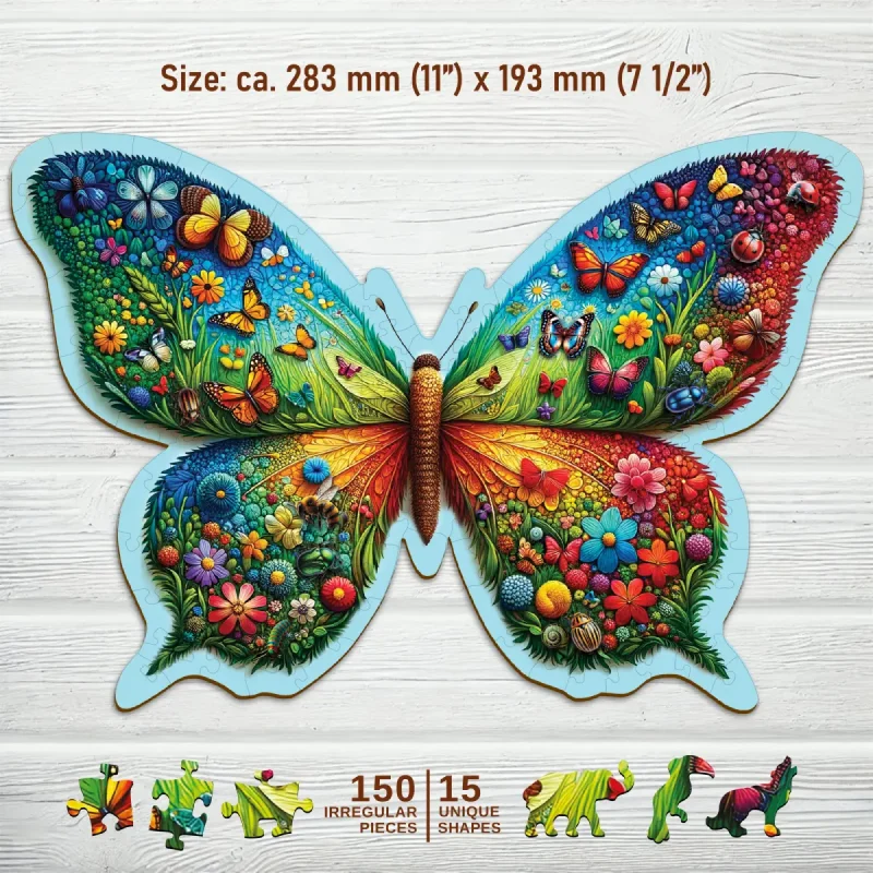 Colorful Butterfly 150 Animal Shaped Wooden Puzzle 4