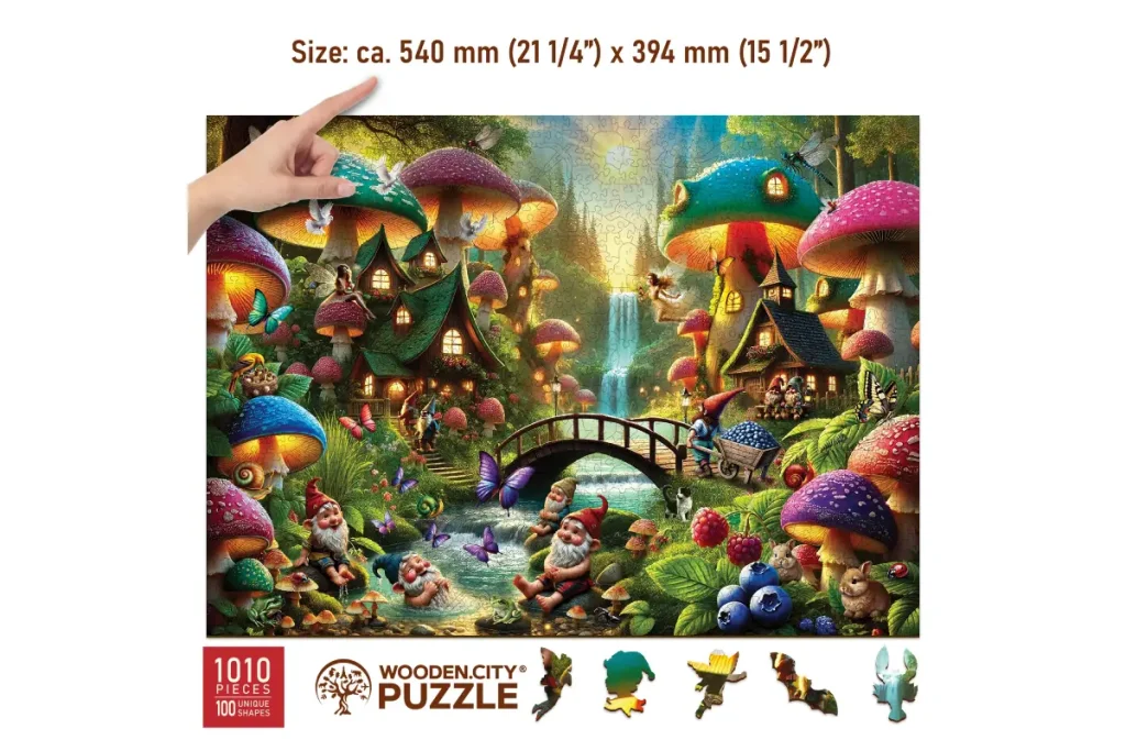 Mushroom Wonderland 1000 Wooden Puzzle Opis 4