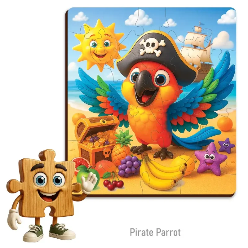 Wooden Puzzle 20 Pirate Parrot 1