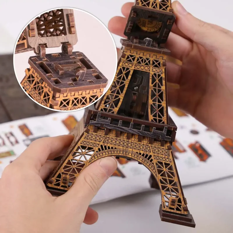D Wooden Escape Puzzle Box Eiffel Tower 7