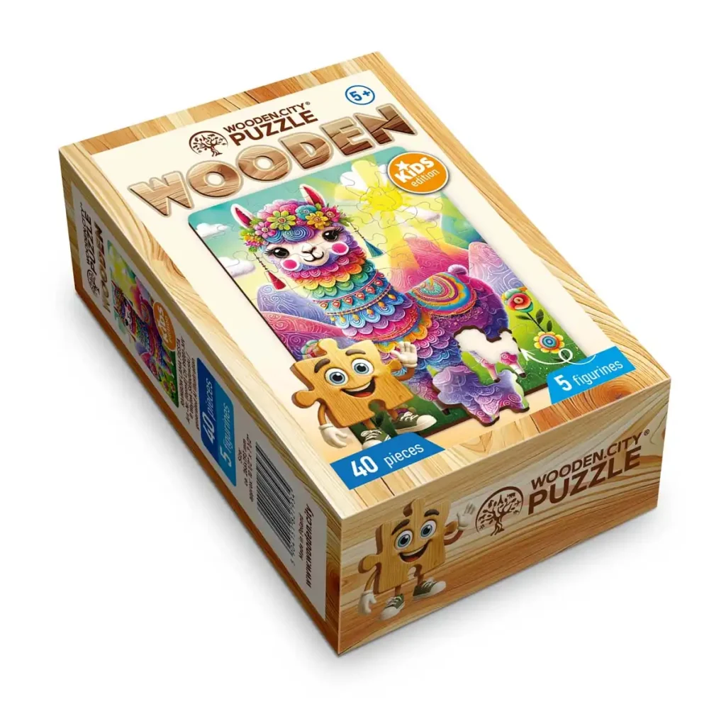 Wooden Puzzle 40 Rainbow Llama Fiesta 5