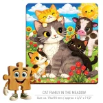 Wooden Puzzle 20 Cat Family in the Meadow 2