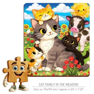 Wooden Puzzle 20 Cat Family in the Meadow 2